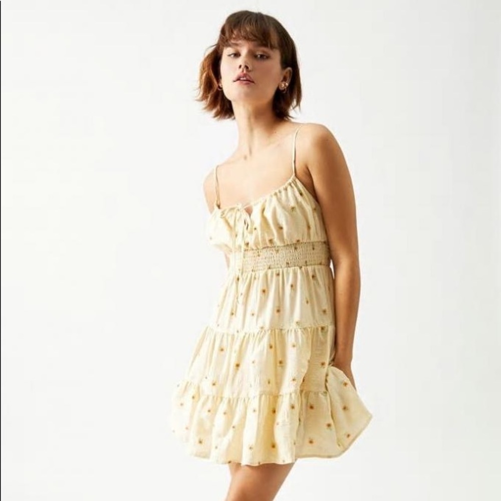 LA Hearts Tie Front Tiered Mini Dress